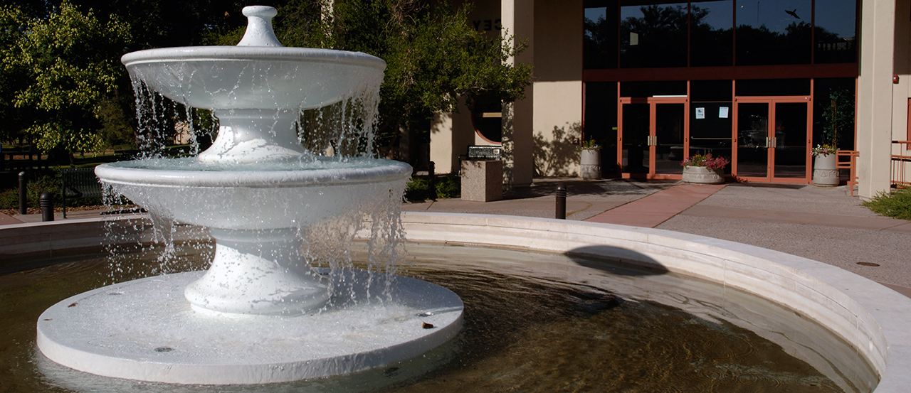 Hero Image of water fountain outside of Macey Center
